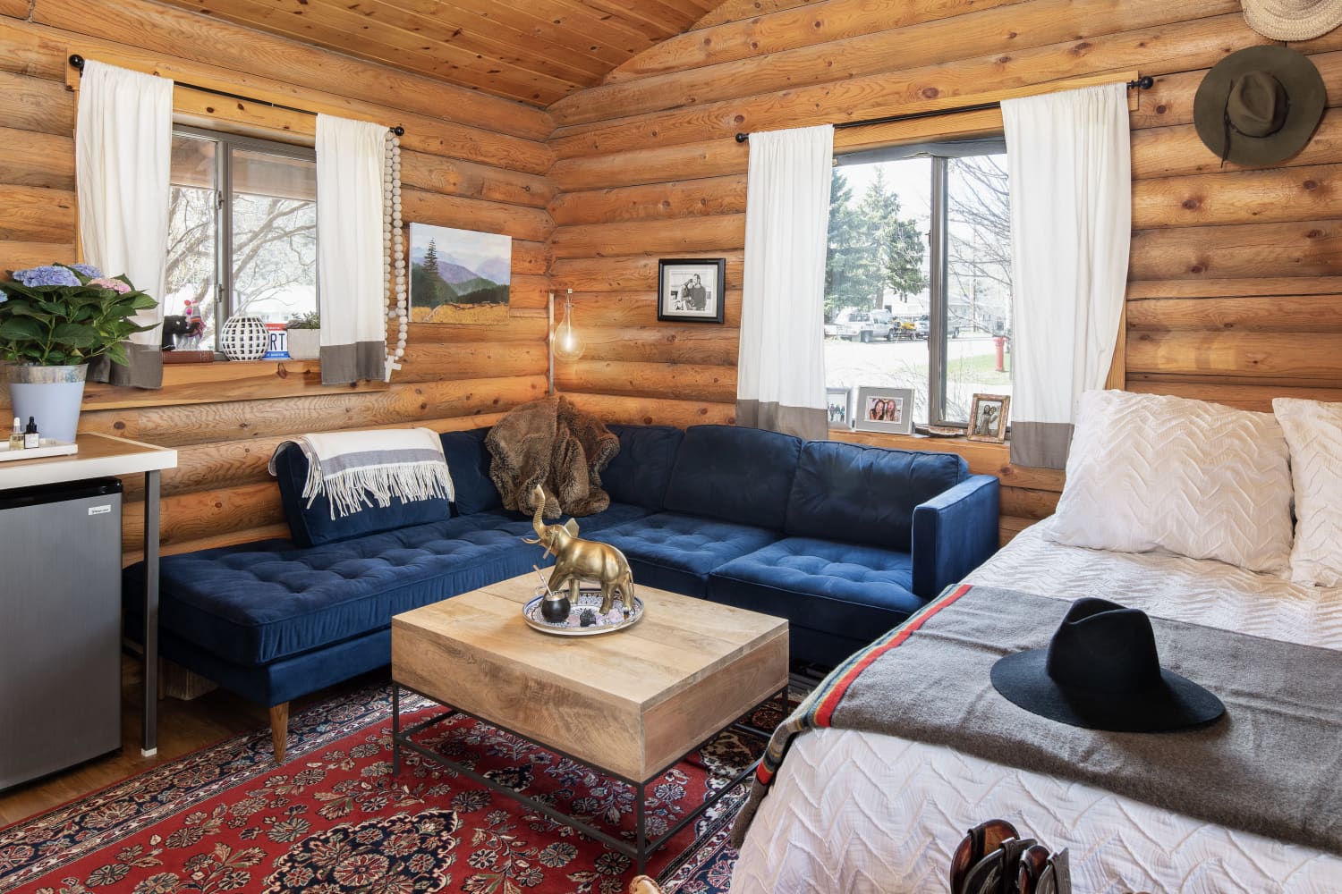 View of Tiny Home Log Cabin Mountain Modern Style | Apartment Therapy